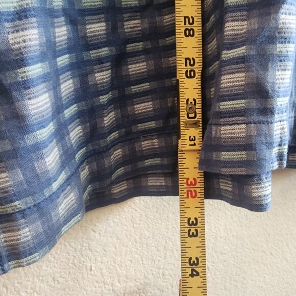 Tommy Bahama Shirt Mens 2XL Blue Plaid Silk Cotton Short Sleeve Button Up Marlin - Picture 8 of 9